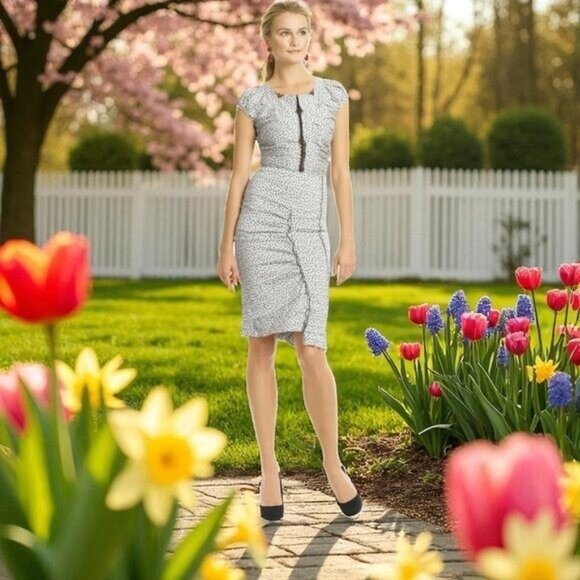 Nina Ricci Linen Knee-Length Dress Size: XS/S | US 2-4, FR36 NEW - Picture 7 of 10